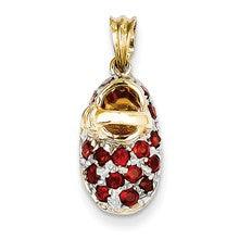 14k Gold & Rhodium Prong-Set January/Garnet Baby Shoe Charm hide-image