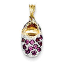 14k Gold & Rhodium Rhodolite Baby Shoe Charm hide-image