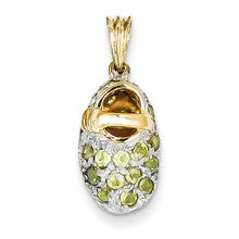 14k Gold & Rhodium Prong-Set August/Peridot Baby Shoe Charm hide-image