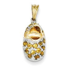 14k Gold & Rhodium Prong-Set November/Citrine Baby Shoe Charm hide-image