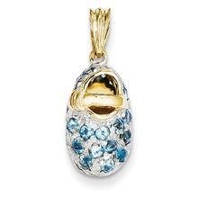 14k Gold & Rhodium Prong-Set December/Blue Topaz Baby Shoe Charm hide-image