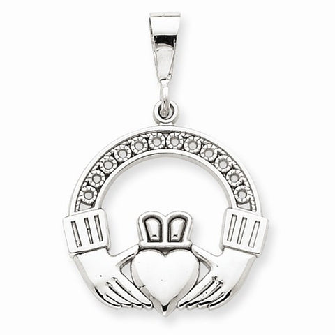 14k White Gold Claddagh pendant, Classy Pendants for Necklace