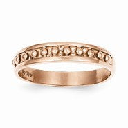14k Rose Gold Polished Beaded Wedding Band