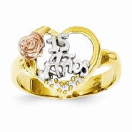 14k Two-tone & Rhodium with CZs 15 Anos Ring