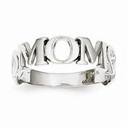 14k White Gold Mom Heart Ring