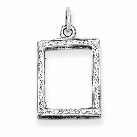14k White Gold Picture Frame Pendant, Pendants for Necklace