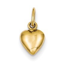 14k Gold Solid Polished 3-Dimensional Medium Heart Charm hide-image