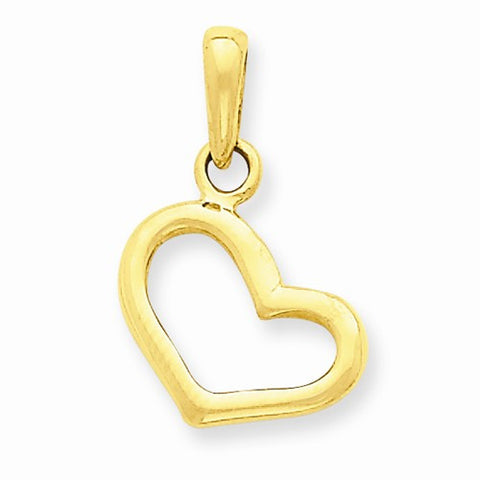 14k Gold Solid Polished Plain Heart Pendant, Pendants for Necklace
