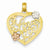 14k Gold Two-tone Rhodium Polished I Love You Heart with Flowers Pendant, Pendants for Necklace