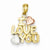 14k Gold Two-tone & Rhodium Solid Polished I Love You Pendant, Pendants for Necklace