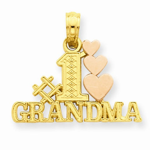 14k Gold Two-Tone Polished #1 Grandma Pendant, Pendants for Necklace