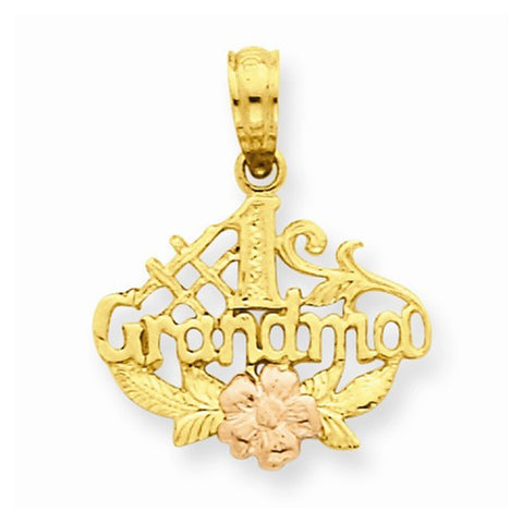14k Gold Two-Tone #1 Grandma Pendant, Pendants for Necklace
