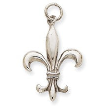 14k White Gold Solid Polished 3-Dimensional Fleur de Lis Charm hide-image