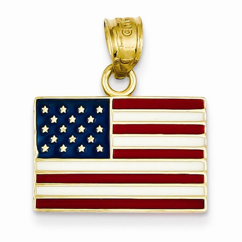 14k Gold Enameled United States Flag Pendant, Pendants for Necklace
