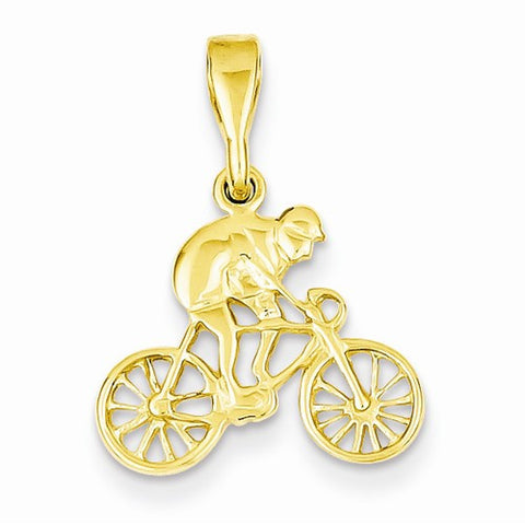14k Gold Cyclist Pendant, Pendants for Necklace