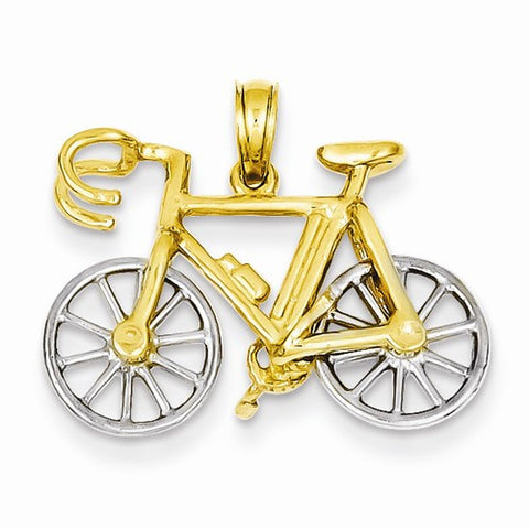 14k Gold Two-Tone 3-D Bicycle Pendant, Pendants for Necklace