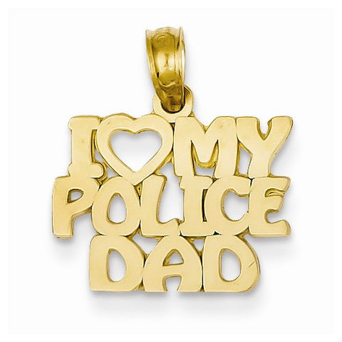 14k Gold I Love My Police Dad Pendant, Pendants for Necklace