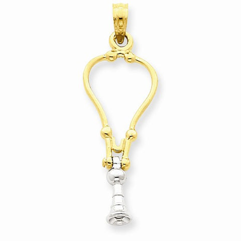 14k Gold Two-Tone 3-D Stethoscope Pendant, Pendants for Necklace