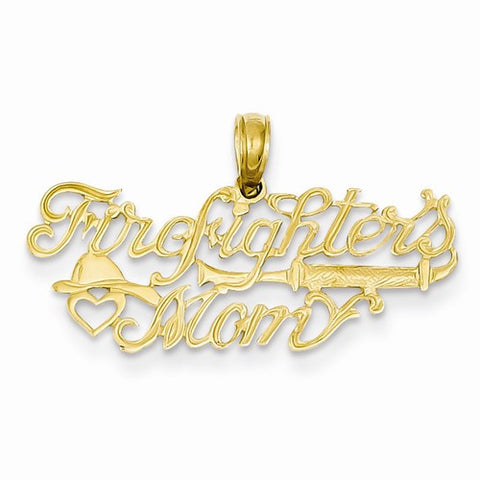 14k Gold Firefighter's Mom Pendant, Pendants for Necklace