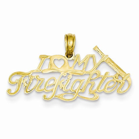 14k Gold I Love My Firefighter pendant, Gorgeous Pendants for Necklace