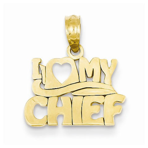 14k Gold I Love My Chief Pendant, Pendants for Necklace