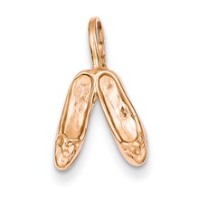 14k Rose Gold Solid Polished 3-Dimensional Ballet Slippers Charm hide-image