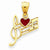 14k Gold Music Scale with Red Enameled Heart Pendant, Pendants for Necklace