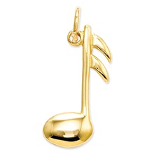 14k Gold Polished Flat-Backed Musical Note Charm hide-image