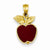 14k Gold Polished Red Enameled Apple Pendant, Pendants for Necklace