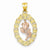 14k Gold Two-Tone Polished Moveable Flower in Oval Frame Pendant, Pendants for Necklace