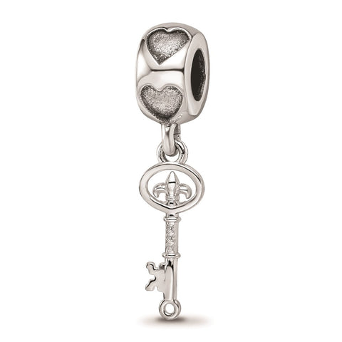 Sterling Silver LogoArt Kappa Kappa Gamma Key Heart Bead