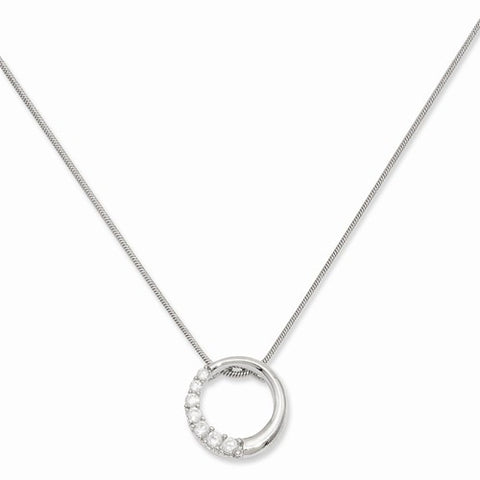 Rhodium-Plated CZ Circle Journey Necklace