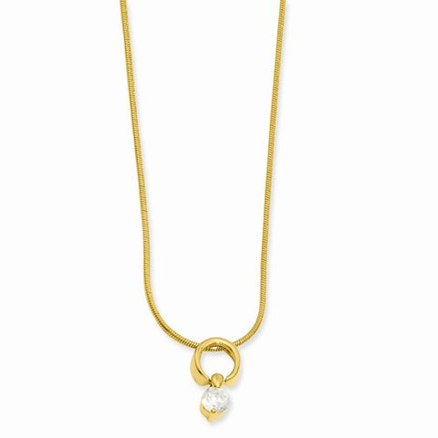 Gold-Plated Dangling Round CZ Necklace