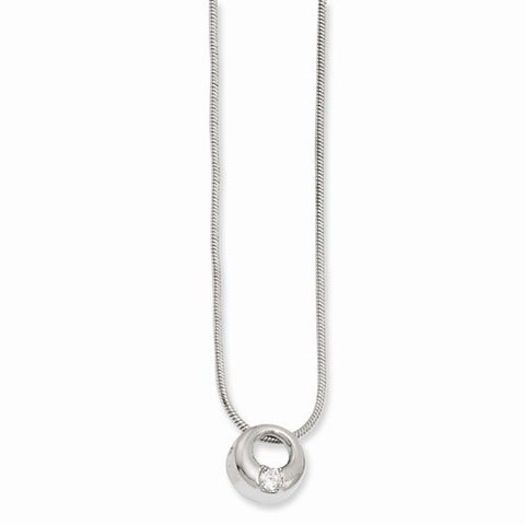 Rhodium-Plated Open Circle CZ Necklace
