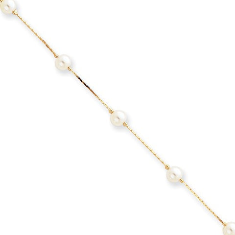 Gold Plated White Glass Pearl Bracelet