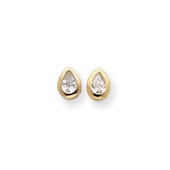 Gold-plated April Birthstone Teardrop CZ Earrings