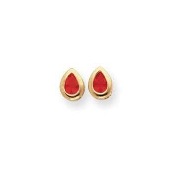 Gold-plated July Birthstone Teardrop CZ Earrings