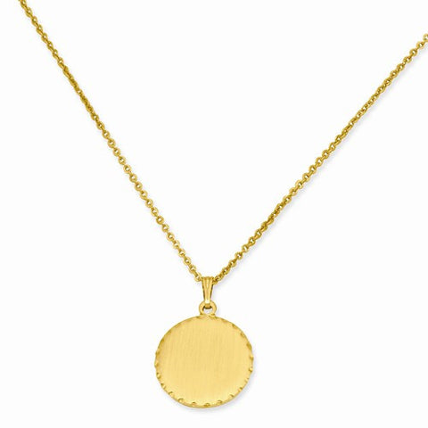 Gold-Plated Medium Satin Round Engraveable Disc Necklace