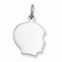Rhodium-Plated Small Engraveable Boy's Head Charm hide-image
