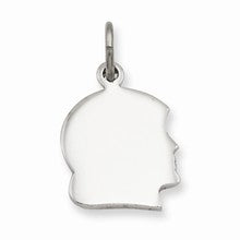 Rhodium-Plated Small Engraveable Girl's Head Charm hide-image