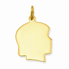 Gold-Plated Large Polished Engraveable Girl's Head Charm hide-image