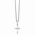 Rhodium-Plated Small Plain Rounded Cross Necklace