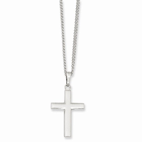 Rhodium-Plated Medium Cross Necklace