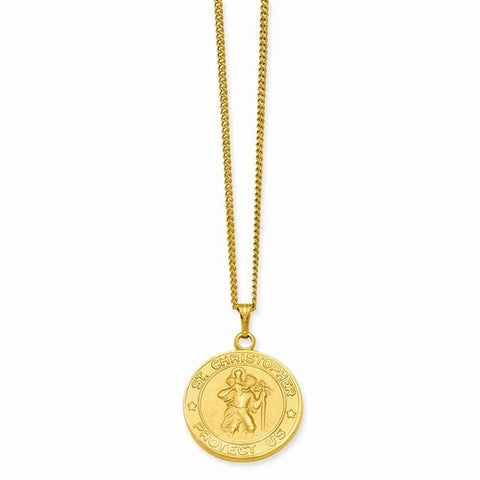 Gold-Plated St Christopher Medal Necklace