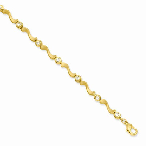 Gold Plated Bezel Cz S Link Bracelet
