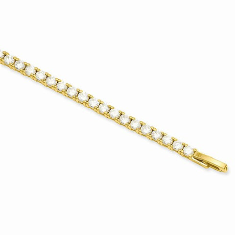 Gold Plated Prong Set White Cz Bracelet