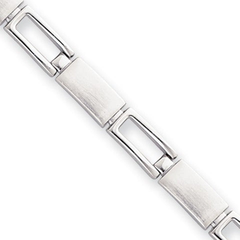 Rhodium-Plated Rectangle Open Link Bracelet