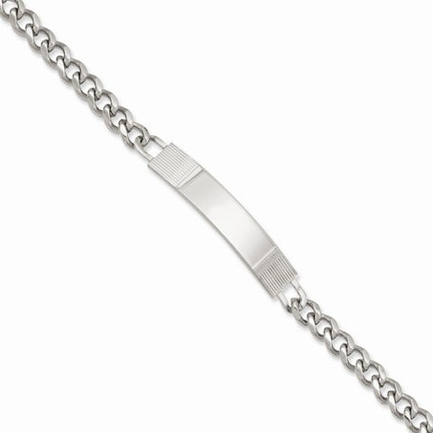 Rhodium-Plated Medium Polished Id Bracelet