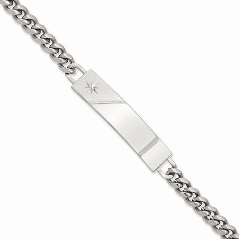 Rhodium-Plated Large Polished Id Bracelet