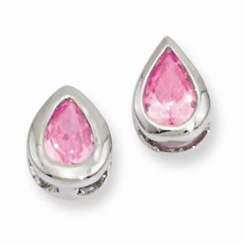 Rhodium-plated October Birthstone Teardrop CZ Earrings